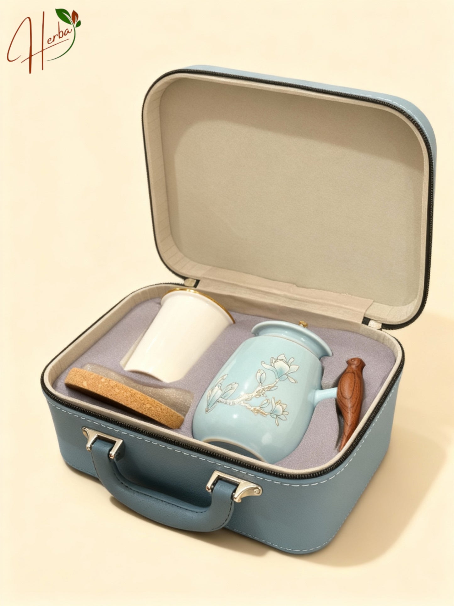 Magnolia Ceramic Mug Gift Set with premium suitcase