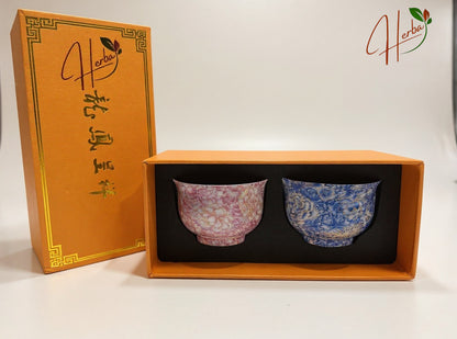 Handcrafted ceramic tea cups Gift box for her and him - 2 assorted cups