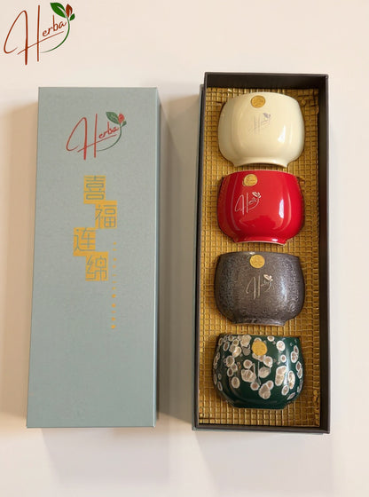 Handcrafted Ceramic Tea Cup Gift Set – 4 Assorted Colors in Premium Box