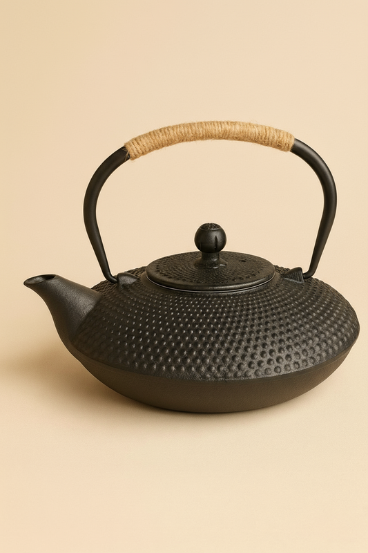 Flat black Japanese cast iron teapot - 800ml