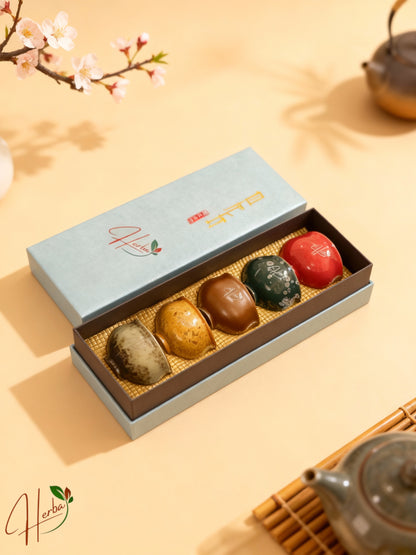 Handcrafted Ceramic Tea Cup Gift Set – 5 Assorted Colors in Premium Box
