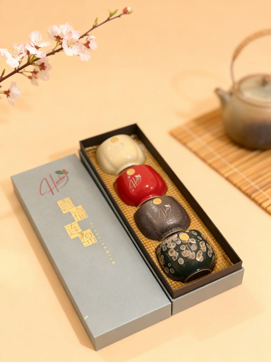 Handcrafted Ceramic Tea Cup Gift Set – 4 Assorted Colors in Premium Box