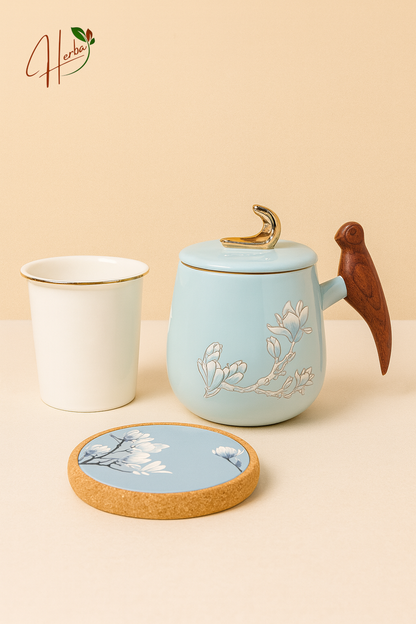 Magnolia Ceramic Mug Gift Set with premium suitcase
