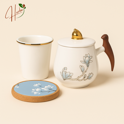 Magnolia Ceramic Mug Gift Set with premium suitcase
