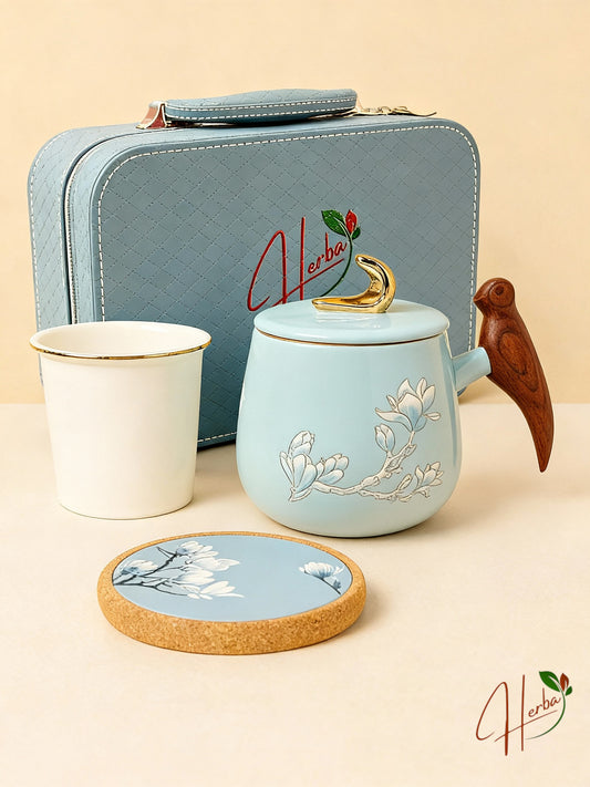 Magnolia Ceramic Mug Gift Set with premium suitcase